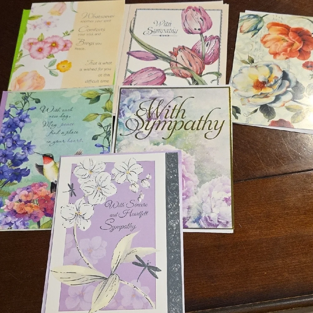 (J39) Sympathy Cards Set - Assorted Colors 13 Cards Total